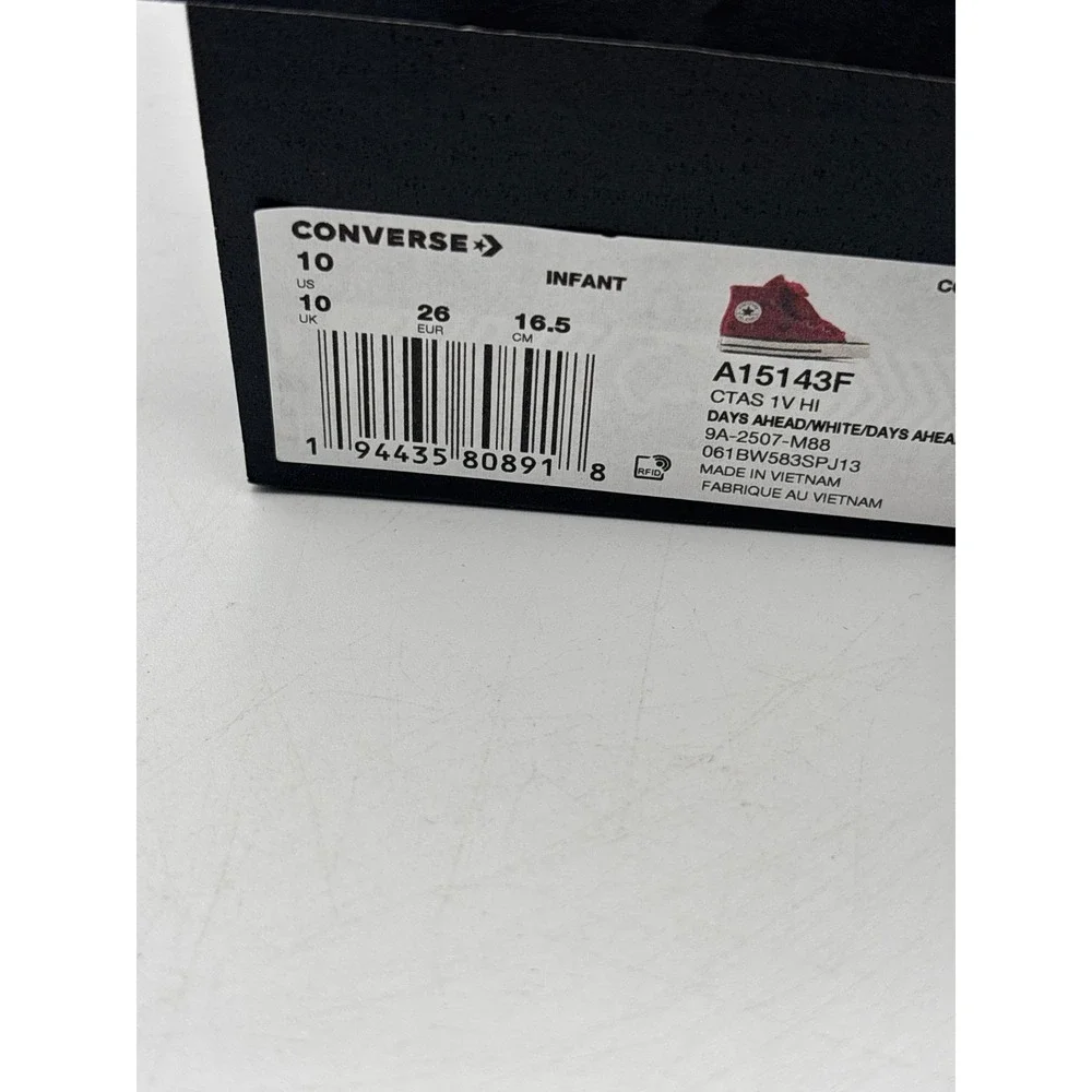 Converse Chuck Taylor All Star 1V Hi Shoes Girls Size 10 Red White Bow A15143F